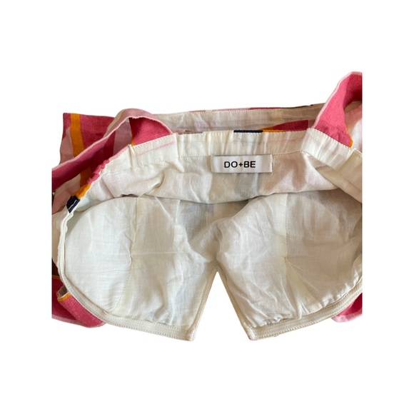 DO+BE Linen Blend Chevron Striped Crop Top w/ V Cut - Size Small - Picture 5 of 7